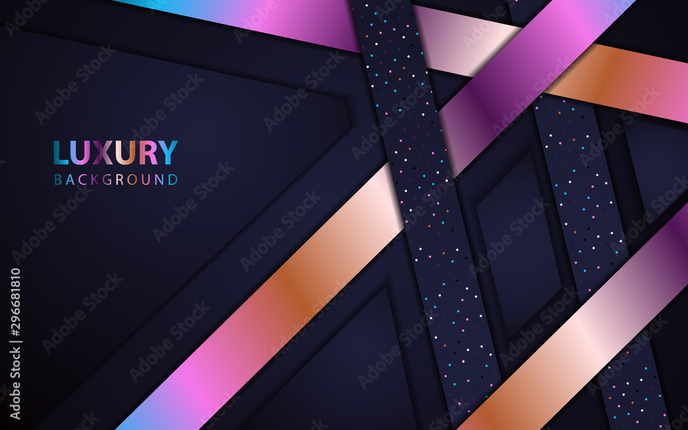 Poster luxury overlapping paper shapes background a combination with light glitters element decoration. mod