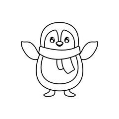 cute penguin with scarf on white background