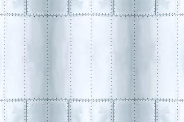 Wandcirkels Oud vliegtuig detail van oude grunge stuk metalen plaat met bouten, aluminium oppervlak achtergrond  © huawoon