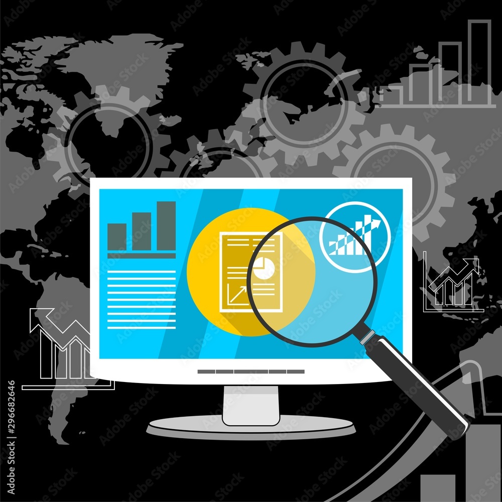 Poster web analytics icon isolated on black background