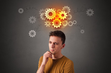 Handsome boy with design thinking concept