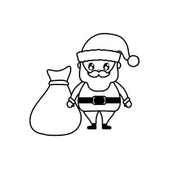 santa claus with bag of gifts on white background
