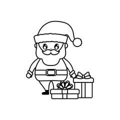 santa claus with gift boxes on white background