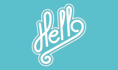 Hello handwriting on blue background