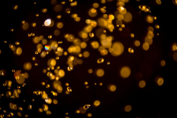 Defocus bokeh glitter gold vintage lights dark