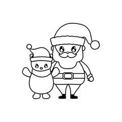 santa claus and polar bear on white background