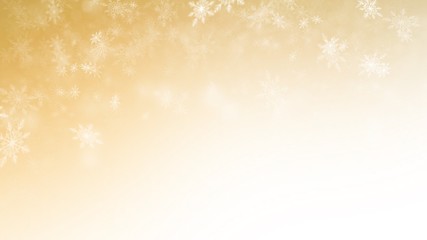 White Snow flake on Gold Background in Christmas holiday