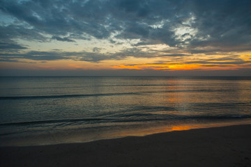 Siluette sunset at the beach background
