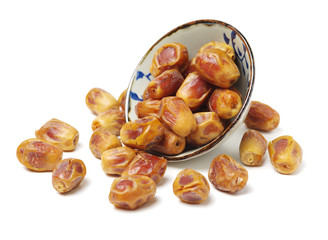 medjool dates on white background