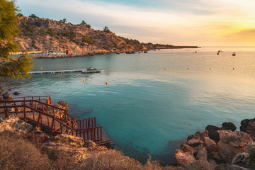 Beautiful beach of Konnos Bay in Cape Greko natural park, Cyprus