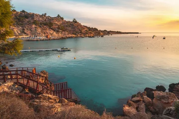 Fotobehang Beautiful beach of Konnos Bay in Cape Greko natural park, Cyprus © Evgeni