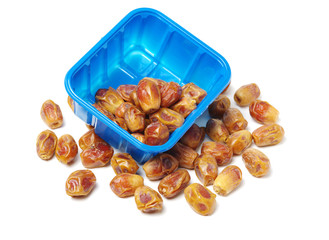 medjool dates on white background