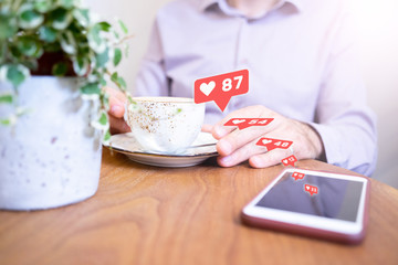 Social media and Marketing virtual icons screen concept