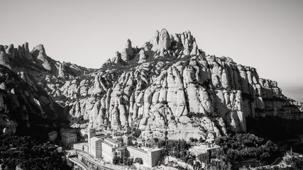 Panoramic view of the Montserrat Gorge. Monestir Santa Maria de Montserrat
