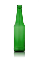 green empty beer bottle
