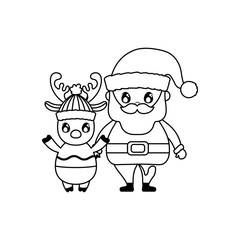 santa claus with reindeer on white background