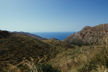 beautiful view from the peaks of the rocky Mallorca to the sea