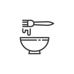 Beating egg with fork line icon. linear style sign for mobile concept and web design. Cooking, baking outline vector icon. Symbol, logo illustration. Vector graphics