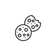 Bitten and whole cookie line icon. linear style sign for mobile concept and web design. Cookies Biscuit outline vector icon. Symbol, logo illustration. Vector graphics