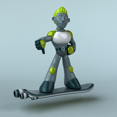 Fun green robot - 3D Illustration