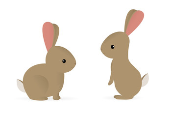 Vector illustration of two rabbits