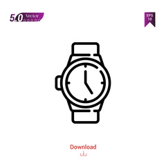 Outline Black watch icon vector isolated on white background. management. Graphic design, mobile application, logo, user interface. EPS 10 format vector