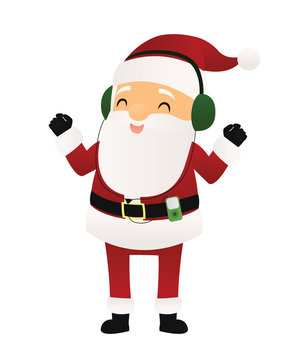 Santa Claus wearing headphones