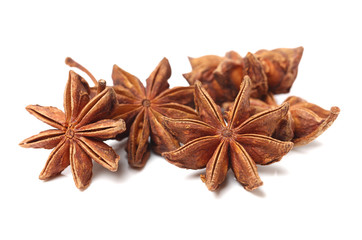 star anise on white background
