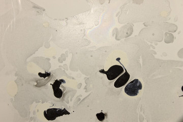 This is a photograph of a Black, Gray and White abstract background created using nail polish