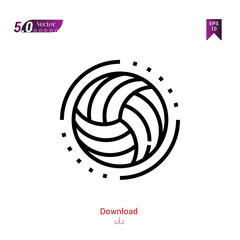 Outline volleyball icon vector isolated on white background .Logo . Graphic design, mobile application, icons 2019 year, user interface. Editable stroke. EPS10 format