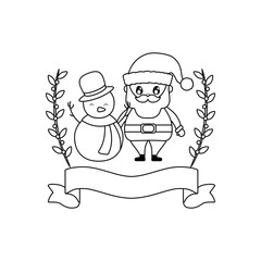 santa claus with snowman on white background