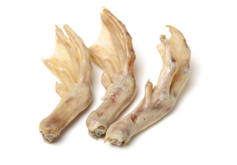 Geese paws on white background