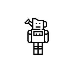 Naklejka premium Outline tin-man fantasy character icon isolated on white background. Popular icons for 2019 year. fantasy-character. Graphic design, mobile application, logo, user interface. EPS 10 format vector