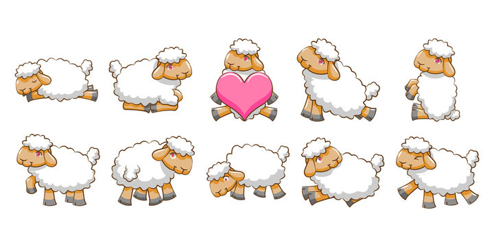 sheep vector set clipart design