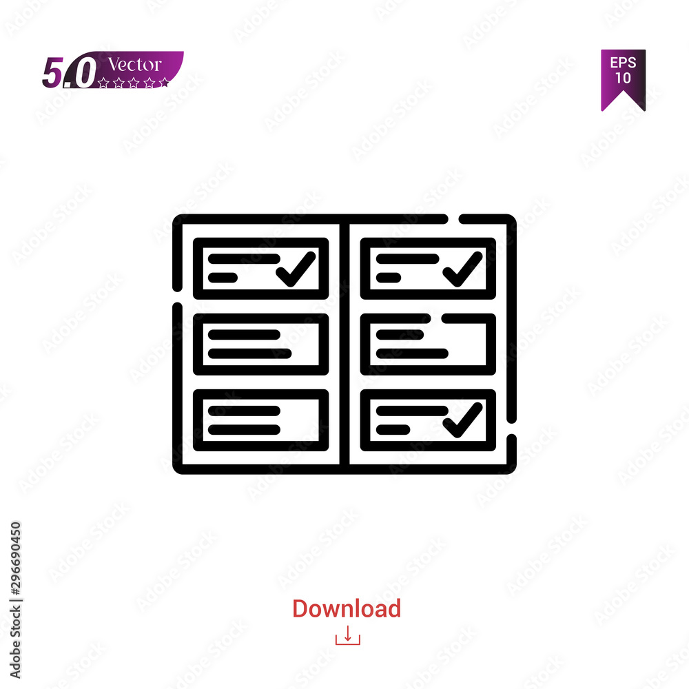 Poster outline tasks icon. tasks icon vector isolated on white background. popular icons for 2019 year. mar
