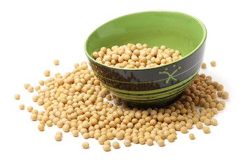 soy beans on white background.