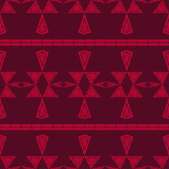 Ethnic boho seamless pattern. Lace. Embroidery on fabric. Patchwork texture. Weaving. Traditional ornament. Tribal pattern. Folk motif. Vector illustration for web design or print.