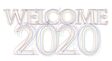 Creative text welcome 2020 in linear design