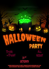 night halloween forest flyer vector