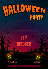 night halloween forest flyer vector