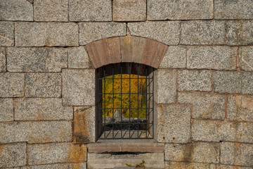 Metall hatch on an old fortress at Vaxholm in the Stockholm archipelago