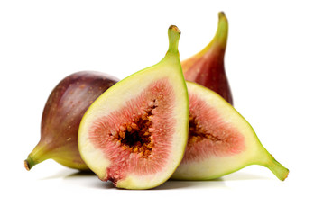Ripe figs on a white background