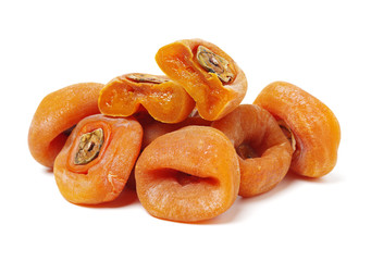 dried persimmon on white background 