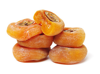 dried persimmon on white background 