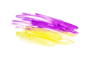 purple and yellow watercolor brush isolated on white background