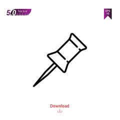 Outline Black pin icon. pin icon vector isolated on white background. management. Graphic design, mobile application, logo, user interface. EPS 10 format vector