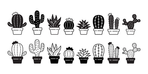 cactus vector icon Desert flower logo botanica character cartoon plant garden symbol illustration doodle design © CNuisin