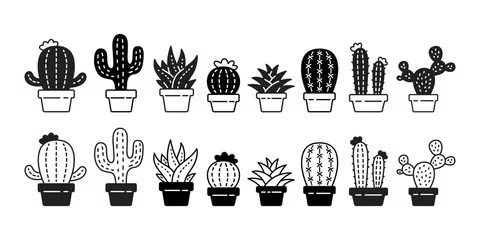 Foto op Canvas cactus vector icon Desert flower logo botanica character cartoon plant garden symbol illustration doodle design © CNuisin