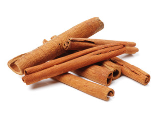 Cinnamon on a white background