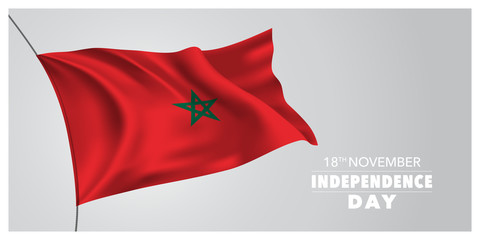 Morocco independence day greeting card, banner, horizontal vector illustration
